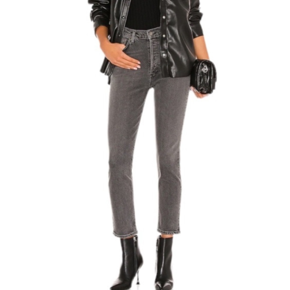 Agolde Nico High Rise Slim Jeans Gray